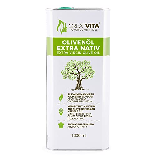 GreatVita Olivenöl, extra nativ & kaltgepresst, 1000ml im Kanister von GREAT VITA