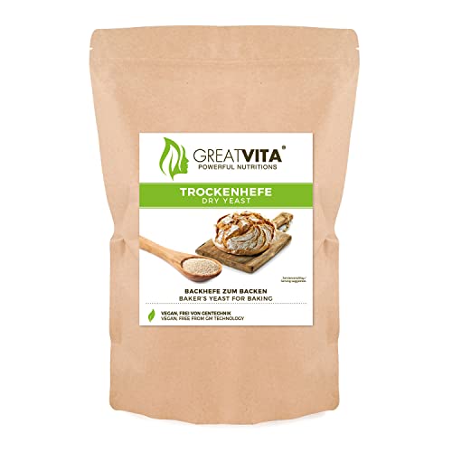 GreatVita Trockenhefe Backhefe, Brothefe, glutenfrei, 1000g im Beutel von Mea Vita