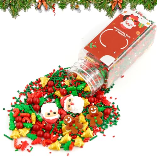 Weihnachten Essbare Tortendeko 100g, Zucker Dekoration Weihnachten, Torten Deko Weihnachten, Kuchen Deko Weihnachten, Essbare Perlen, Streudeko Weihnachten, Backzubehör Weihnachten (4) von Meanju