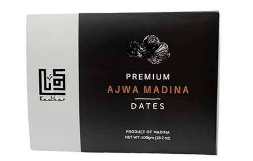 Ajwa Dates 800 g, hochwertig, groß, frisch, 100 % natürlich, ballaststoffreich, köstliche frische Datteln aus Madinah von Meden