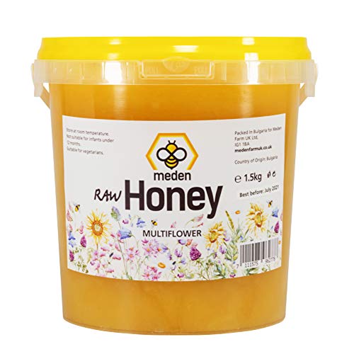 Meden Pure Raw Honey UK – Wildblumen – ungeheizt, nicht pasteurisierter natürlicher Honig (1,5 kg) von Meden