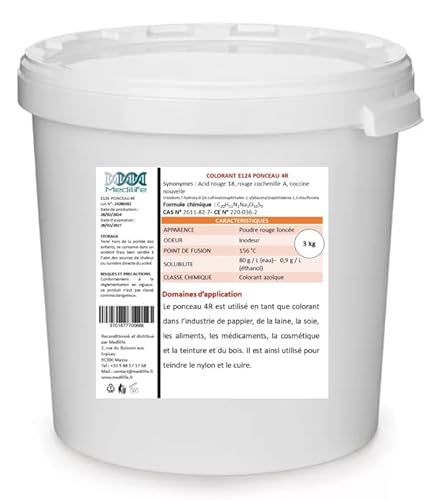 3 kg COLORANT E124 PONCEAU 4R: Red Acid 18, Cochenille Red A, Coccine new von Medilife
