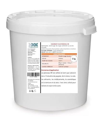 5 kg COLORANT E124 PONCEAU 4R: Red Acid 18, Cochenilla Red A, Coccine new von Medilife
