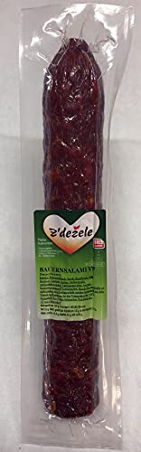 Luftgetrocknete Hausgemachte Salami mit Pfefferkörner und Knoblauch Dauerwurst am Stück nach Bauernart 500g egalisiert perfekt zur Brotzeit und zur Jause als belegtes Wurst Brot (ca. 800g) von Mediterrane Delikatessen