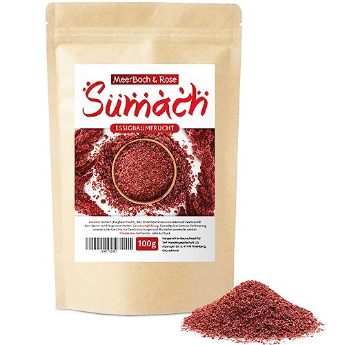 Sumach Gewürz, 100g Sumak Gewürz türkisch, orientalisches Sumac, Essigbaumgewürz, Meerbach & Rose, natürlich ohne Farb- und Zusatzstoffe, in Deutschland von Hand abgefüllt von MeerBach & Rose