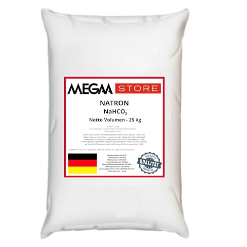 Megaa store Natron Pulver Baking Soda | 1kg bis 25kg | Hochreine Lebensmittelqualität Backpulver Backen und Kochen Putzmittel NaHCO3 von Megaa store