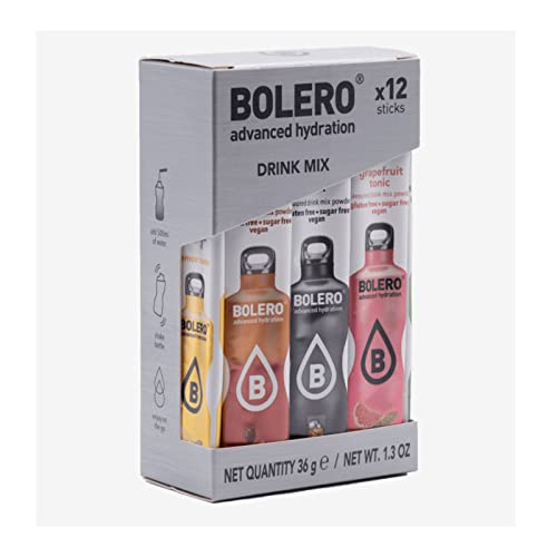 Bolero Drinks 12er Mix Box "Party" | 12x3g Instant Drink Sticks je Probierbox | Getränkepulver | Kalorienarm mit Stevia gesüßt | Zucker- & Glutenfrei | Vegan (Party Mix Box 12x3g) von Megabol