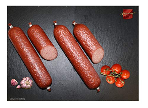 Kochsalami „Pur“ und mit Knoblauch Note I Wurst aus Thüringen I 4x 250g von Meininger Die Thüringer Traditionsfleischerei