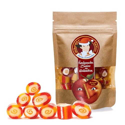 Original Meister Karamellus Bratapfel-Zimt BonBons (3 x 80g Tüte) 100% Handarbeit aus deutscher Manufaktur, Lutschbonbon frei von Geschmacksverstärkern von Meister Karamellus