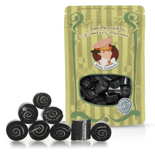 Original Meister Karamellus Lakritz BonBons (9 x 80g Tüte) Kräuterbonbons 100% Handarbeit aus deutscher Manufaktur, Lutschbonbon frei von Geschmacksverstärkern - Ideal für Kinder & Erwachsene von Meister Karamellus