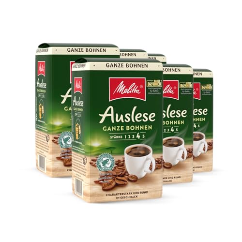 Melitta Auslese Filter-Kaffee 6 x 500g, Ganze Kaffee-Bohnen, Bohnen für Filterkaffeemaschinen, starke Röstung, geröstet in Deutschland, im Tray von Melitta