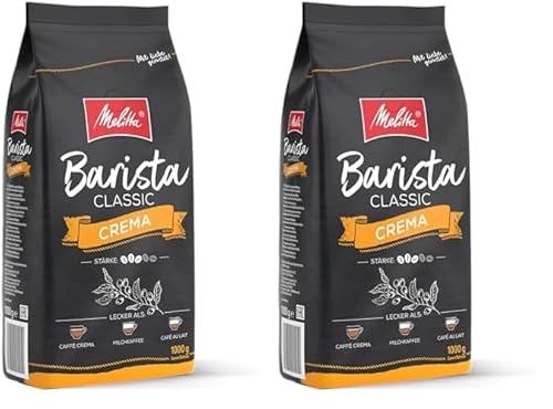 Melitta Barista Classic Crema, Ganze Kaffee-Bohnen 1kg, ungemahlen, Kaffeebohnen für Kaffee-Vollautomat, mittlere Röstung, Stärke 3 (Packung mit 2) von Melitta