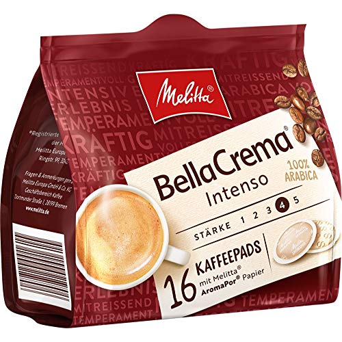 Melitta BellaCrema Intenso, 16 Gemahlener Röstkaffeepads, Stärke 4, 107g von Melitta