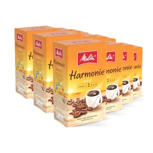 Melitta Harmonie Mild Filter-Kaffee 12 x 500g, gemahlen, Pulver für Filterkaffeemaschinen, milde Röstung, geröstet in Deutschland, im Tray von Melitta