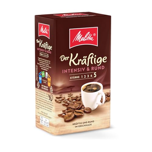 Melitta Der Kräftige Filter-Kaffee 500g, gemahlen, Pulver für Filterkaffeemaschinen, kräftige Röstung, geröstet in Deutschland von Melitta