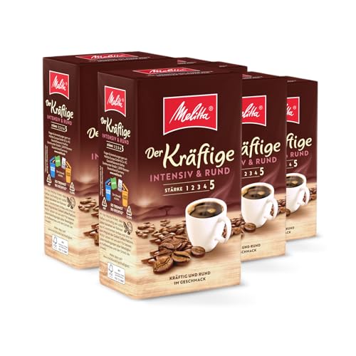 Melitta Der Kräftige Filter-Kaffee 6 x 500g, gemahlen, Pulver für Filterkaffeemaschinen, kräftige Röstung, geröstet in Deutschland, im Tray von Melitta