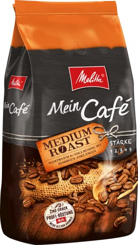 Melitta Ganze Kaffeebohnen, samtweich und vollmundig mit nussigen Anklängen, Stärke 3, Mein Café Medium Roast, 1kg von Melitta