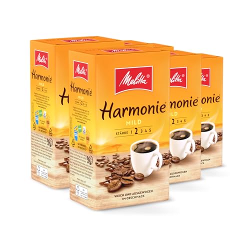 Melitta Harmonie Mild Filter-Kaffee 6 x 500g, gemahlen, Pulver für Filterkaffeemaschinen, milde Röstung, geröstet in Deutschland, im Tray von Melitta