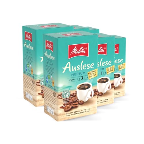 Melitta Auslese Medium Filter-Kaffee 6 x 500g, gemahlen, Pulver für Filterkaffeemaschinen, 50% entkoffeiniertem Kaffee, mittlere Röstung, geröstet in Deutschland, im Tray von Melitta