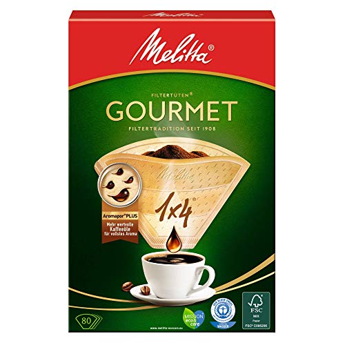 Melitta Gourmet Filtertüten 1x4 AromaporenPlus Naturbraun, 80 Stück von Melitta