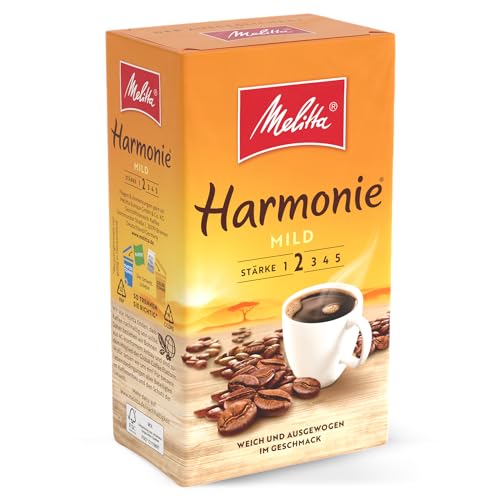Melitta Harmonie Mild Filter-Kaffee 500g, gemahlen, Pulver für Filterkaffeemaschinen, milde Röstung, geröstet in Deutschland von Melitta