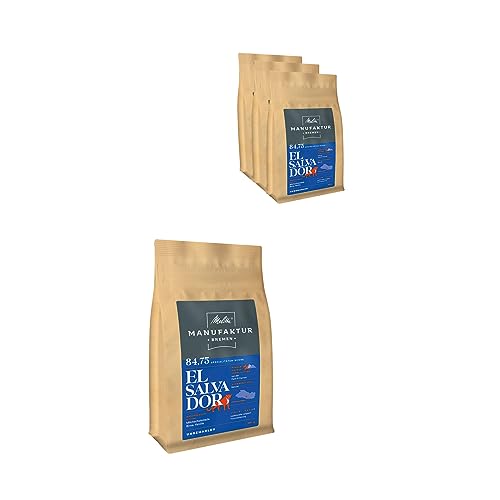 Melitta Manufaktur-Kaffee El Salvador, Spezialitäten-Kaffee, 4 x 250g, gemahlen, Single-Origin-Farm-Kaffee, sanfte Trommelröstung, geröstet in Deutschland, Stärke 3,5, im Tray von Melitta