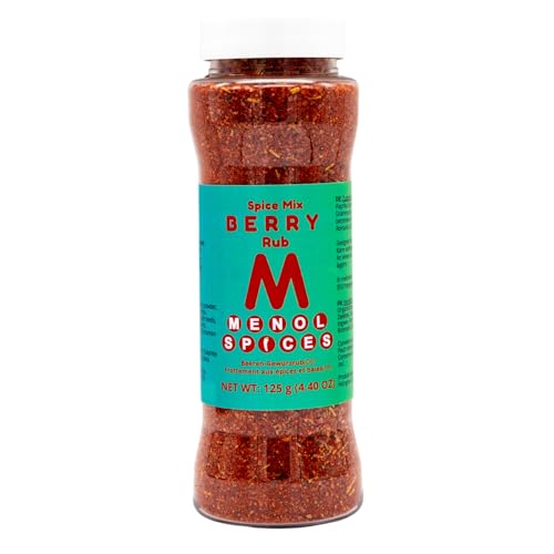 Menol Spices Beeren (Süß & Fruchtig) BBQ Gewürz Rub 125g, -20% Salz, BBQ gewürze, Grill gewürze, Gewürzmischung, Chicken seasoning, Gourmet grillgewürze, Gewürzsalz, Veganes Gewürz, Ohne MSG von Menol Spices