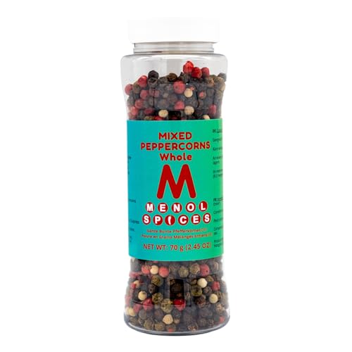 Menol Spices Ganze gemischte Pfefferkörner - 70g in Streuerflasche - Gourmetqualität von Menol Spices