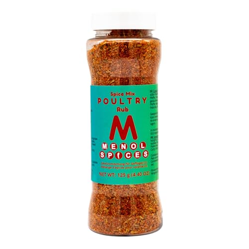 Menol Spices Huhn, Geflügel Gewürzmischung 125g, -20% Salz, Hähnchengewürz, Grill gewürze, BBQ rub, BBQ gewürze, Chicken seasoning, Mixed spice, Chicken rub, Hähnchenbrustfilet gewürze von Menol Spices