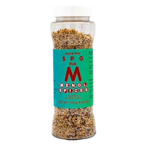 Menol Spices SPG (Salz Pfeffer Knoblauch) Gewürzeinreibung 125g, -20% Salz, SPG Rub, Burger Gewürz, Grill gewürz, Amerikanisches gewürz, Steak Gewürz, Steak seasoning, Salzarm, Ohne MSG von Menol Spices