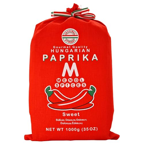 Menol Spices Authentischer Ungarische edelsüß Paprikapulver (Süß 1000g) Spitzenqualität für Feinschmecker, Hergestellt in der Gegend von Szeged, Ungarn, Leuchtend paprika rot von Menol Spices