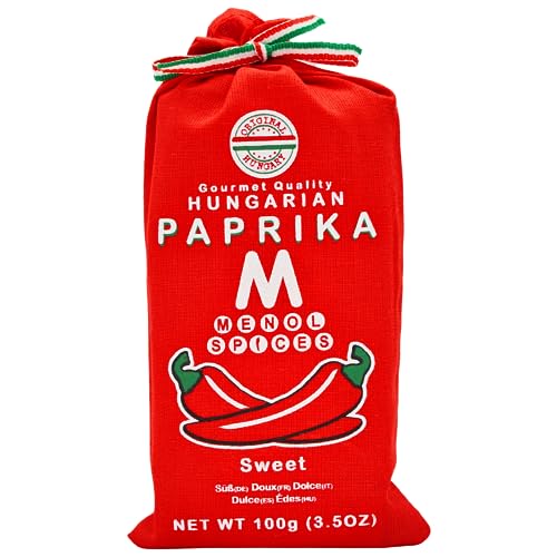 Menol Spices Authentischer Ungarische edelsüß Paprikapulver (Süß 100g) Spitzenqualität für Feinschmecker, Hergestellt in der Gegend von Szeged, Ungarn, Leuchtend paprika rot von Menol Spices