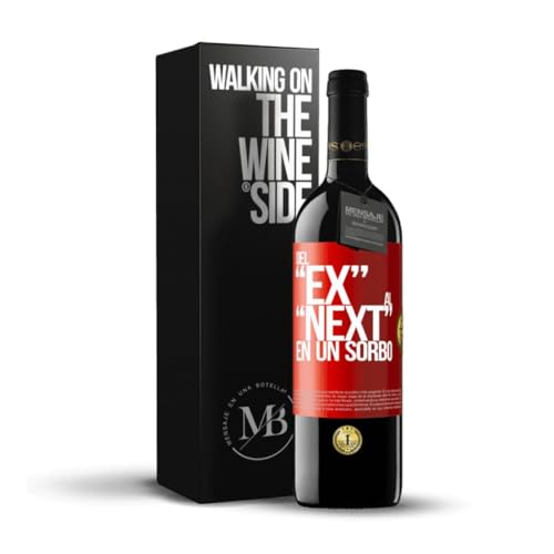 «Del EX al NEXT en un sorbo» Flaschenpost. Premium Rotwein Reserve 12 Monate + Gift Box. Etikett Rot ANPASSBAR von Mensaje en una Botella