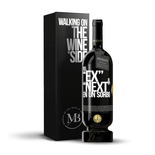 «Del EX al NEXT en un sorbo» Flaschenpost. Premium Rotwein Reserve 12 Monate MBS Martín Berasategui System + Gift Box. Etikett Schwarz ANPASSBAR von Mensaje en una Botella