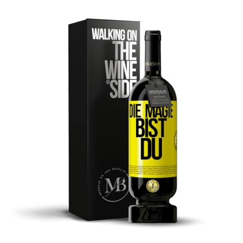 «Die Magie bist du» Flaschenpost. Premium Rotwein Reserve 12 Monate MBS Martín Berasategui System + Gift Box. Etikett Gelb ANPASSBAR von Mensaje en una Botella