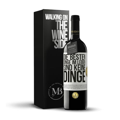 «Die besten Dinge im Leben sind keine Dinge» Flaschenpost. Premium Rotwein Reserve 12 Monate + Gift Box. Etikett Weiß ANPASSBAR von Mensaje en una Botella