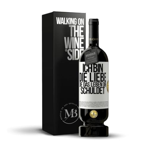 «Ich bin die Liebe die das Leben dir schuldet» Flaschenpost. Premium Rotwein Reserve 12 Monate MBS Martín Berasategui System + Gift Box. Etikett Weiß ANPASSBAR von Mensaje en una Botella