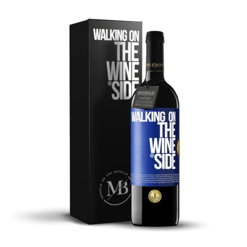 «Walking on the Wine Side» Flaschenpost. Premium Rotwein Reserve 12 Monate + Gift Box. Etikett Blau ANPASSBAR von Mensaje en una Botella