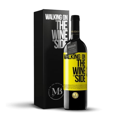 «Walking on the Wine Side» Flaschenpost. Premium Rotwein Reserve 12 Monate + Gift Box. Etikett Gelb ANPASSBAR von Mensaje en una Botella