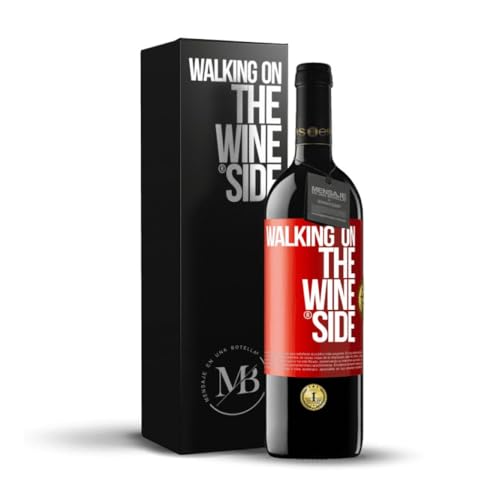 «Walking on the Wine Side» Flaschenpost. Premium Rotwein Reserve 12 Monate + Gift Box. Etikett Rot ANPASSBAR von Mensaje en una Botella