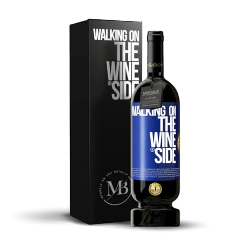 «Walking on the Wine Side» Flaschenpost. Premium Rotwein Reserve 12 Monate MBS Martín Berasategui System + Gift Box. Etikett Blau ANPASSBAR von Mensaje en una Botella