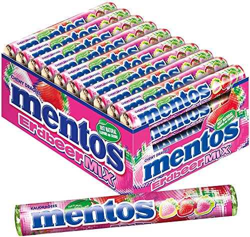 40 Rollen Dragees Mentos Strawberry Mix von MENTOS