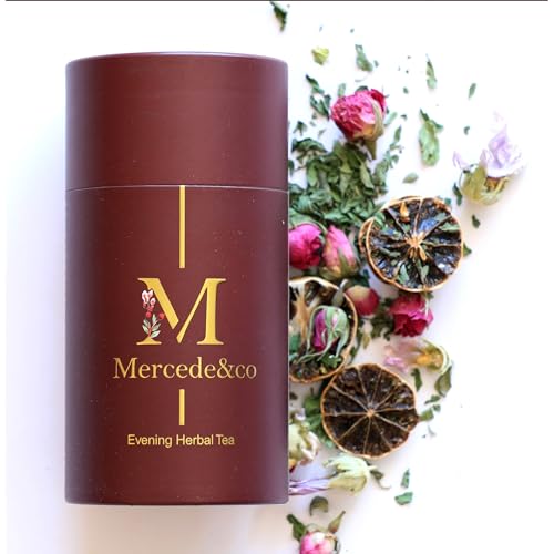 Mercede&co Premium Abendtee Loser Tee mit Jujube, getrockneter Minze, Rosenknospen, Veilchenblüten, Bitterorange und grünem Tee – Gesundheit und ein außergewöhnliches wohlschmeckender Kräutertee von Mercede&Co