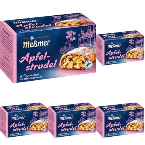 Meßmer Apfelstrudel | 18 Teebeutel | Vegan | Glutenfrei | Laktosefrei (Packung mit 5) von Meßmer