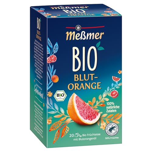 Meßmer Bio Blutorange, 20 Teebeutel, Bio Früchtetee mit Blutorangenöl, Bio Verfeinerte Tees, 100% natürliche Zutaten von Meßmer