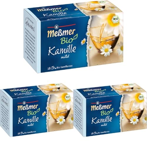 Meßmer Bio Kamille | mild | 18 Teebeutel | Vegan | Glutenfrei | Laktosefrei (Packung mit 3) von Meßmer