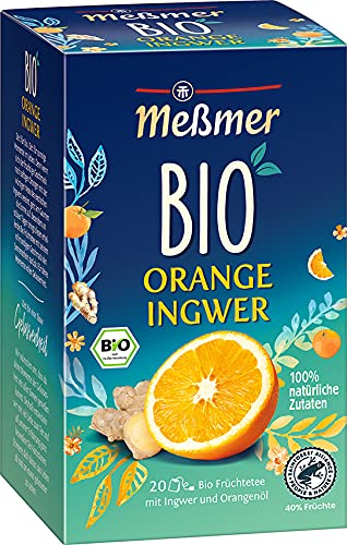 Meßmer Bio Orange Ingwer | Verfeinert mit natürlichem Fruchtöl | 100% natürliche Zutaten | 20 Teebeutel | Vegan | Glutenfrei | Laktosefrei von Meßmer