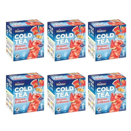 Meßmer Cold Tea Melone-Erdbeere | 6er Pack mit 84 Pyramidenbeuteln | Glutenfrei | Laktosefrei | Vegan von Meßmer