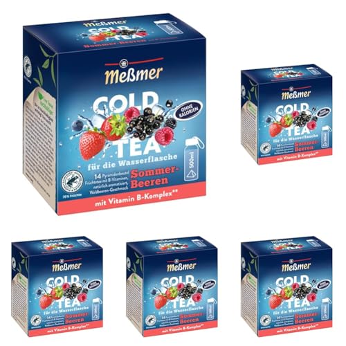 Meßmer Cold Tea Sommer-Beere | 14 Pyramidenbeutel | Glutenfrei | Laktosefrei | Vegan (Packung mit 5) von Meßmer