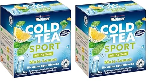 Meßmer Cold Tea Sport Mate-Lemon | mit Koffein | 14 Pyramidenbeutel | Glutenfrei | Laktosefrei | Vegan (Packung mit 2) von Meßmer